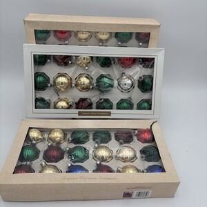 3 Boxes 18 Each Vintage Medium 2.25" Glass Christmas Ball Ornaments Made In USA